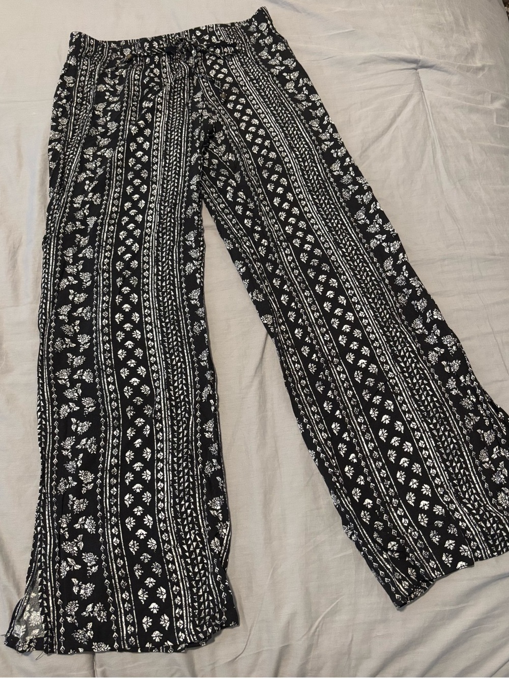 Bebop Wide Leg Black & White Printed Palazzo Pants